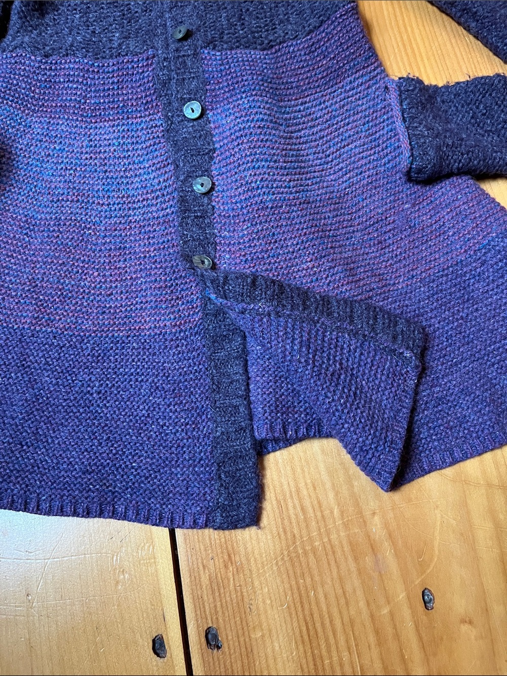 FREE PEOPLE XS Purple Wool Angora Button Up Long Fit Cardigan Sweater A-Line - Picture 4 of 7